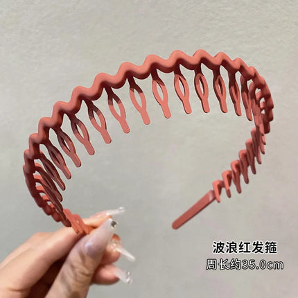 1Pc Solid Color Wave Hairbands for Women Trendy Toothed Non-slip Hair Combs Hair Accessories Girl Face Wash Sports Headbands 집게핀