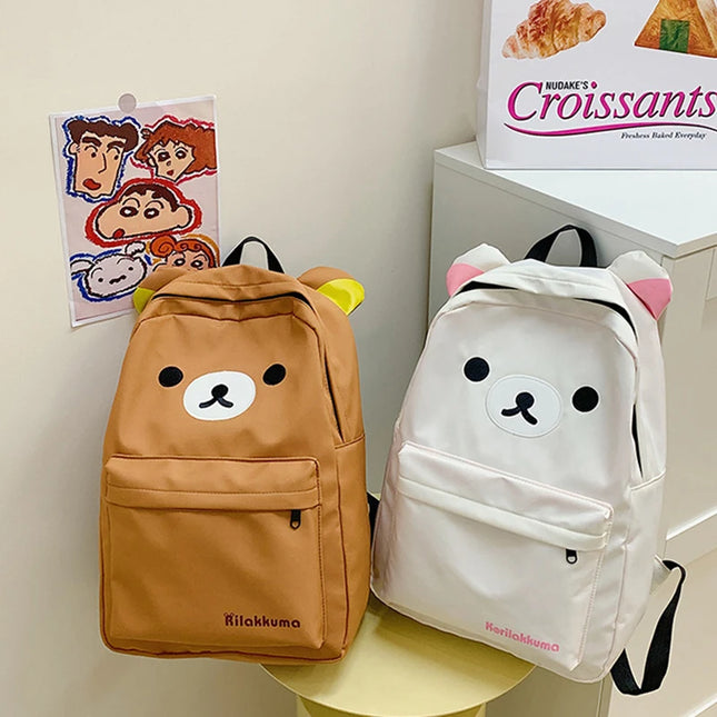 Hot Cute Bear Rilakkumas Backpack Large Capacity Anime Cartoon Backpack Stylish Student School Bag Nylon Shoulder Bags Schoolbag