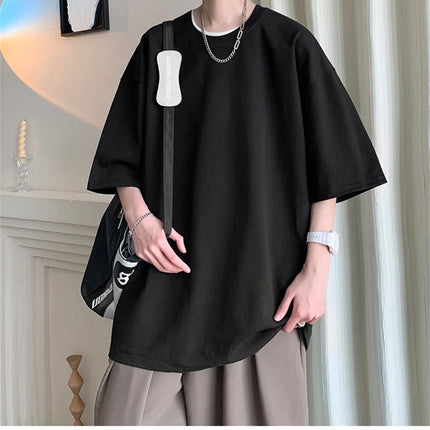 Men's Cotton T-shirts White Men's Oversized T-Shirt Solid Summer Casual Wear Tee Shirts Fashion for Men 5XL Male Clothes