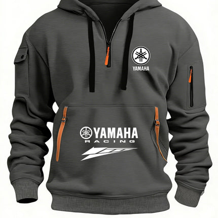 2026 New Yamaha Logo Racing Motorcycle Racing Outdoor Sports Men's Half Zipper Pocket Women's Large Hoodie