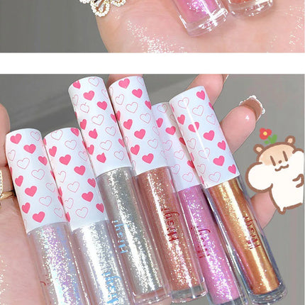 6 Colors Glitter Liquid Eyeshadow Waterproof Pearlescent Shiny Eye Shadow Highlighter Sequins Lying Silkworm Makeup Beauty Tool