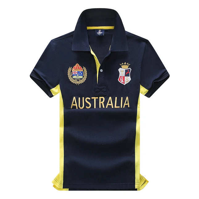 Men's polo shirt Australia Royal Short sleeve casual sports party cotton embroidered luxury contrast color original design