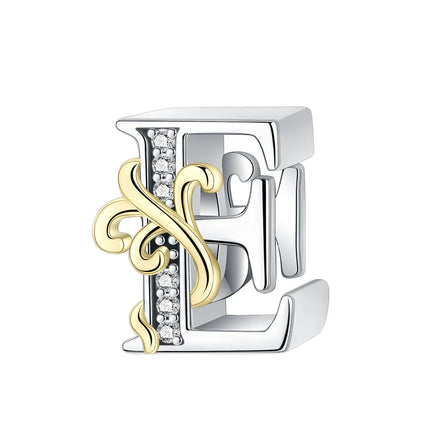925 Sterling Silver  A-Z 26 English Letters Retro Fashion Pendant Fit Original Bracelet Charm Beads Necklace Diy Female Jewelry