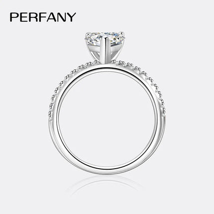PERFANY 1/2CT Heart Cut Moissanite Ring for Women S925 Pure Silver Shiny Laboratory Diamond Engagement Luxury Jewelry