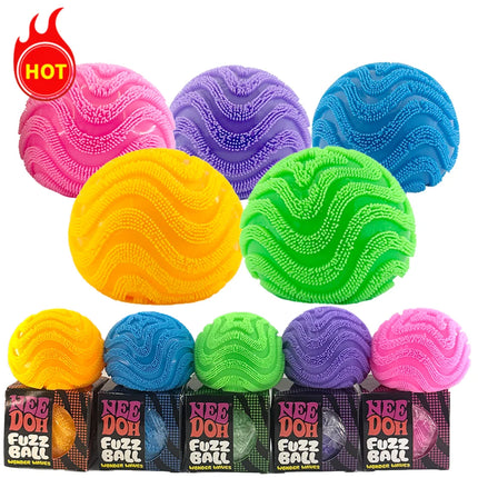 Hot Squishy Nee Doh Fuzz Ball Wonder Waves Sensory Squeeze Toy Textured Stress Relief Fidget Ball for Adults Kids