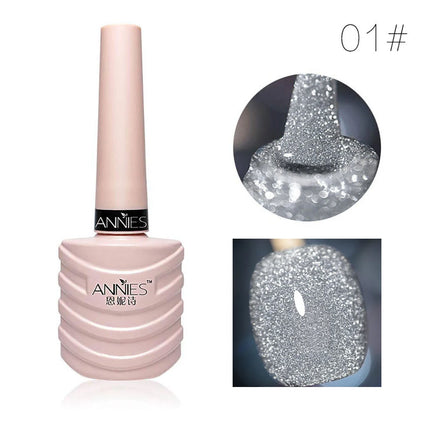 ANNIES 10ml Glittering Diamond Nail Polish Gel 12 Colors Reflective Glitter Lining Gel Nail Polish Nail Painting Hand Makeup