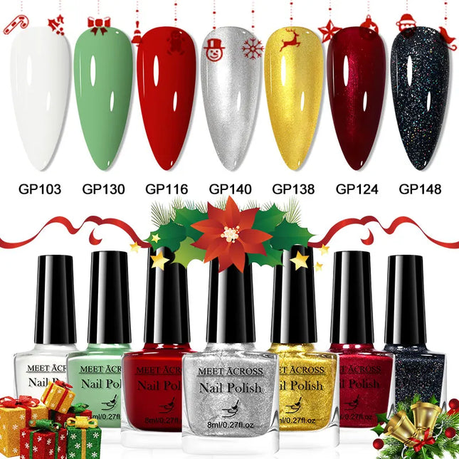 7pcs Christmas Color Kit Nail Polish Long Lasting Quick Drying No Need of Lamp to Cure Nail Supplies Vernis for Nail Decoration