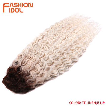 22 inch Curl Hair 300g/3pcs Water Wave Twist Crochet Hair Synthetic Braid Hair Ombre Blonde Deep Wave Braiding Hair Extensions