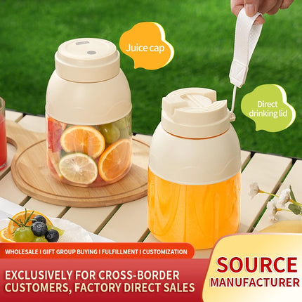 Portable electric citrus juicer and smoothie blender, 28 ounce portable fresh juicer with straw and 2 lids, mini fruit blender