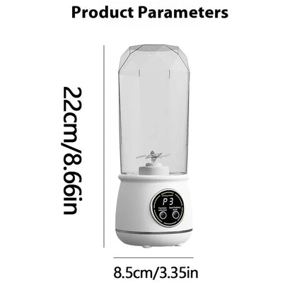 New 10 Blades Portable Fruit Juicer 550ml Capacity 3 Gears USB Rechargeable Blender Ice Crusher for Shakes and Smoothies Juicer