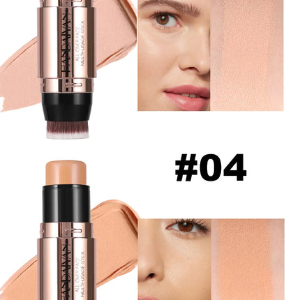 Double-head Face Bronzer Contour Stick Cream Makeup Light Dark Shadow Lasting Concealer Facial Brighten Contouring With Brush