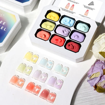 9-colors Memories of Autumn Patter Glue Smudges Canned High Saturation Popular Semi-solid Nail Polish Glue Nail Salon
