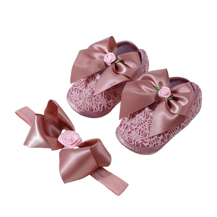 0-12months Infant Girls Princess Shoes Floral Bow Decor Lace  Non-slip Shoes  for baby girls