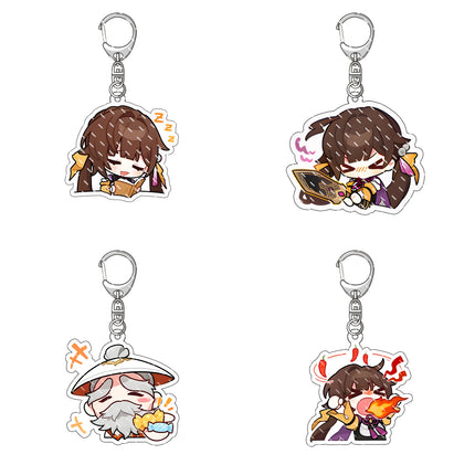 Honkai: Star Rail Anime Figure Acrylic Keychain Dan Heng Feixiao Firefly Model Plate 4pc/set Keyring Game Fans Gift