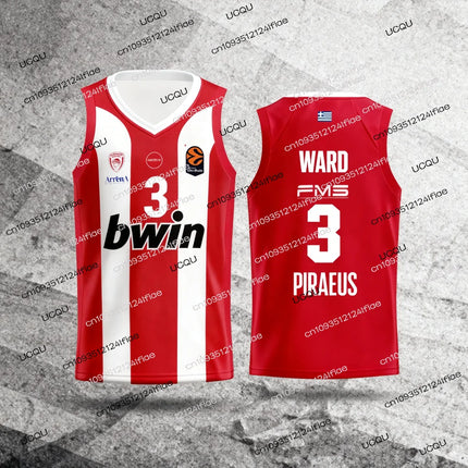 25/26 New Arrivals Olympiacos Athens Basketball Jersey Greek Adult Men's Basketball Quick-drying Vest Fan Special Jersey Set