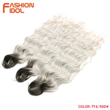 Anna Hair Synthetic Loose Deep Wave Braiding Hair Extensions 24 Inch Water Wave Braid Hair Ombre Blonde Twist Crochet Curly Hair