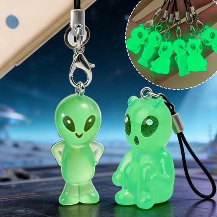1-30pcs 2026 New Luminous Alien Mobile Phone Lanyard Backpack Keychains Pendants Cute and Glowing Creative Small Pendant