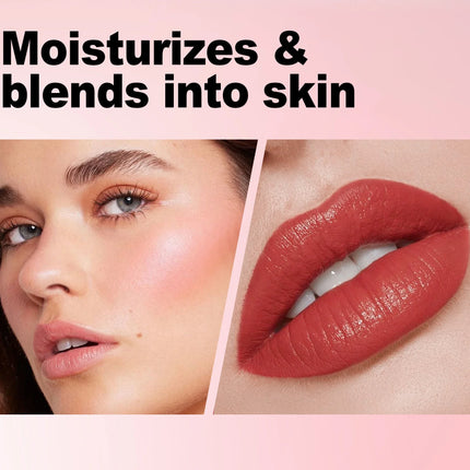  2-in-1 Liquid Blush Matte Lip Gloss Dual-purpose Liquid Blush Waterproof Multi-purpose Blush Stick Cheek Natural Blusher Cute