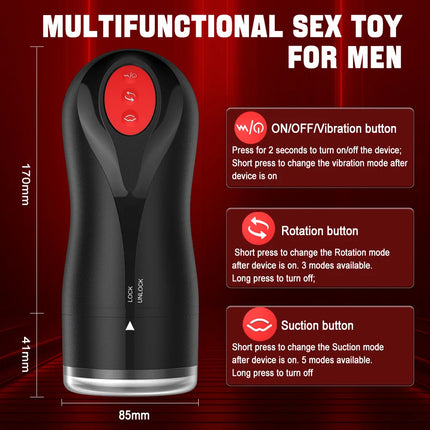 Mens Automatic Sucking Masturbator Rotating Vibration Penis Pump Blowjob Trainer Pussy Pocket Cocks Glans Massager Male Sex Toys