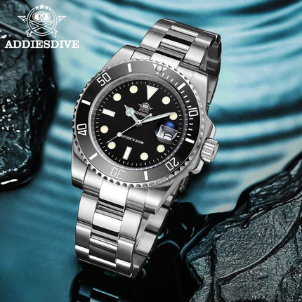 ADDIESDIVE Classic Men's Quartz Watch 20Bar Waterproof Super Luminous Diving Watches Stainless Steel Ceramic Bezel MY-H3-2 Watch