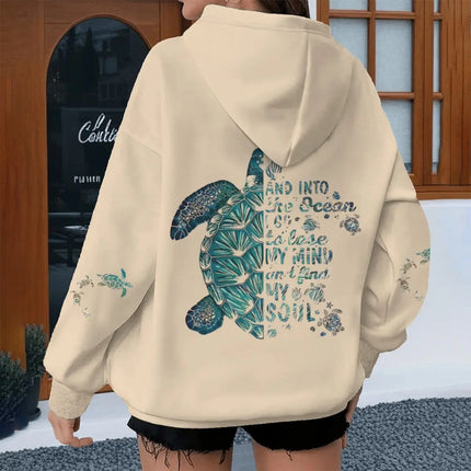 Turtle Vintage Hoodies "And Into The Ocean I Go" Women Men Turtle Lovers Gifts Sweatshirts Spring Lonng Sleeve Animal Hoodie