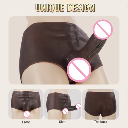 Huge brown Silicone Boxer shorts With Penis Dildo Male Masturbator Strap-on Solid Dildo Sex Toys For Men Women Gays Boxer Shorts