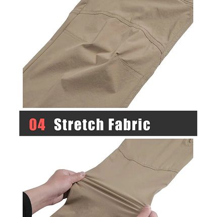 TACVASEN Summer Lightweight Trousers Mens Fishing Pants Outdoor Hiking Nylon Quick Dry Pockets Cargo Pants Casual Work Trousers