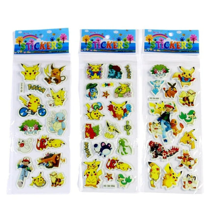 12pcs Pokemon Pikachu 3D Sticker Cartoon Tattoo Paster Sticker Customizable Puffy Bubble Stickers Birthday Party Supplies Gift