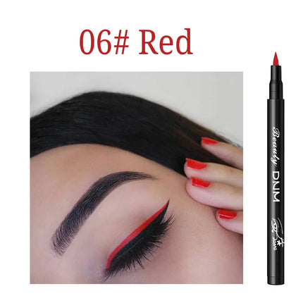 DNM 12 Colors Eyeliner Pen Waterproof Soft Sponge Head Silkworm Pen Quick Dry Black Natural Coloring Liquid Eyeliner White
