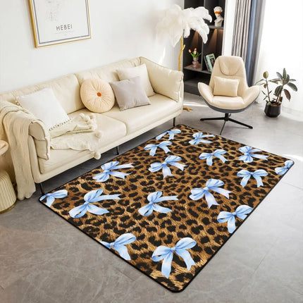 Striped Red Leopard Area Rug, Color Block Wild Animal Hide Print, Non-Slip Washable Mat for Living Room Sofa Dining Room Indoor