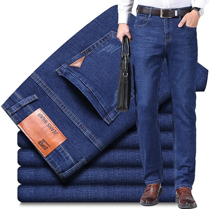 2023 New Men's Stretch Fit  Jeans Busine Business Fashion Soft Denim Trousers Male Brand  Pants Black Blue