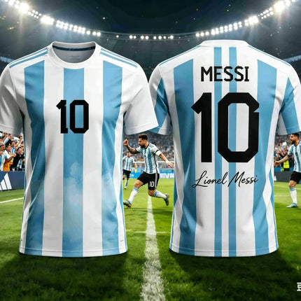Messi 10#Argentina National Soccer Jersey,Breathable Short Sleeve Athletic T-Shirt Sports Matches Training And Fan Daily Outfits