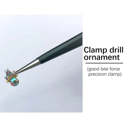 14.6cm Long Multi-function Double Sided Tweezers Silicone Pressing Head Nail Tweezers Sticker Rhinestones Picker Manicure Tools