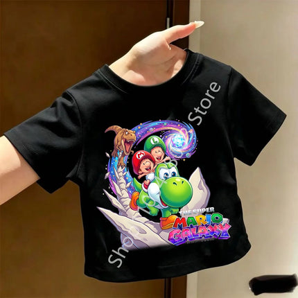 Super Marios T-shirt for Children Cartoon Anime Clothes Round Collar Clothing Short Sleeve Kid Summer Tee Top