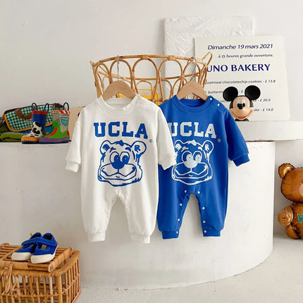 Newborn Clothes Cotton Boy's Jumpsuit 2024 Autumn New Cartoon Girl's One Piece Clothes Casual Climbing Clothes