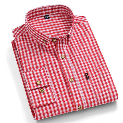 High Quality 100% Cotton Fashion Korena Popular Plaid Shirts for Men Slim Fit Formal Casual Shirt Trends Elegant Office Clothes