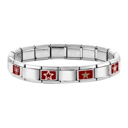 Fashion Personalized DIY Black Red Color Italian Charm Bracelet Eyes Cat Stripes Heart Bead 9mm Bracelet Stainless Steel Jewelry