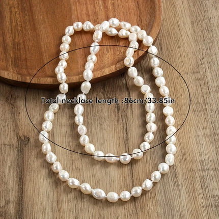 DAINASHI 8-9mm Baroque Natural Freshwater Pearl Necklaces for Women 86cm Long Sweater Necklaces Jewelry Gift Wholesale