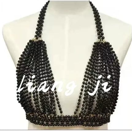 Sexy Accessories Women Bikini Pearl Chest chain Body Chain Jewelry Totally Hand-made Bra Fringed For Beach Nightclub Waist Chain