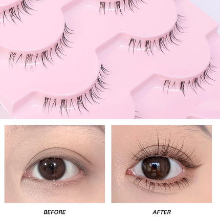 5 Pairs Thick Lower Eyelashes Pack Clear Band Under Eye Lashes 5D Soft Lower Eyelash Handmade Manga Bottom Lashes Makeup Tools