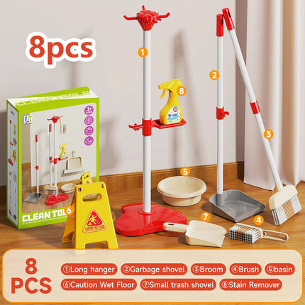 Kids Cleaning Toy Set for Toddlers Mini Broom Dustpan Mop Pretend Play Housekeeping Supplies Kits Montessori Toys Girl Boy Gifts