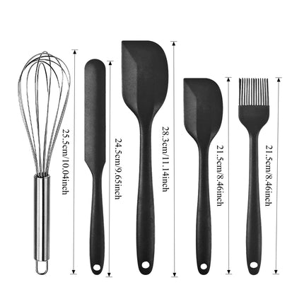 5pcs Silicone Spatula & Baking Utensil Set Pastry Brush & Icing Spatula, Non-Stick Kitchen Gadgets for Baking, Cooking, and BBQ