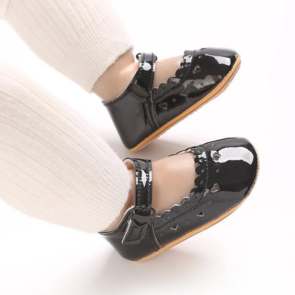Solid Color Baby Girl Mary Jane Shoes With Soft Rubber Sole Anti Slip Spring And Autumn Princess Shoes Suitable For 0-18M Babies
