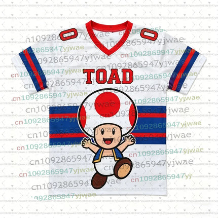2026 Men Women Bros Yoshi Peach TShirt Summer Breathable Boy Girl V-neck Tee Oversize Short Sleeve Football Jersey For Fans Gift