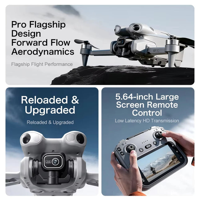 New Gift Upgrated 2026 GT50PRO Professional Drone with 4K Dual Camera Video Drone Quadcopter 360° Intelligent Obstacle Avoidance