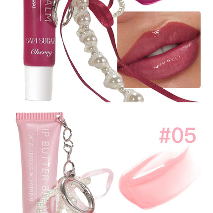 Hose Pearl Chain Lip Butter Balm Glaze Waterproof Lasting Gloss Moisturizing Water Light Mirror Lipstick Shine