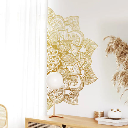 Golden Mandala Wall Stickers For Living Room Bedroom Wall Decoration Pure Black Self Adhesive Decor Sticker Wallpapers