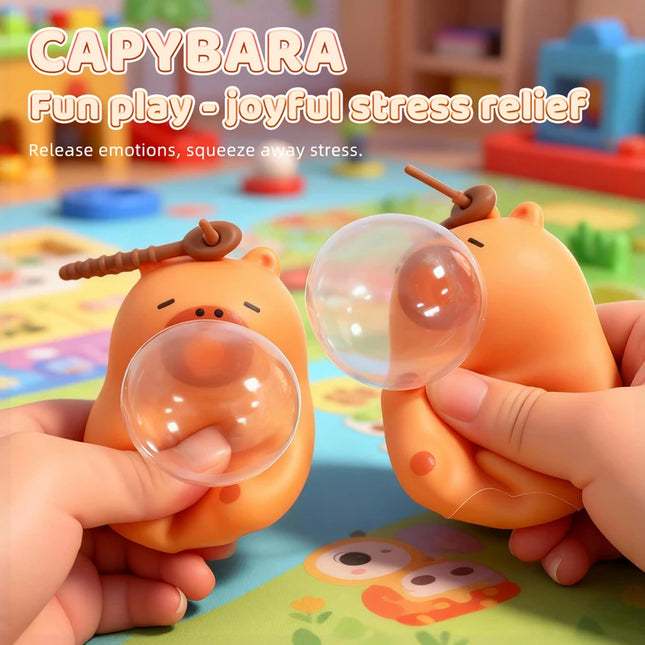 Cute Capybara Squishy Bubble Toy Keychain Decompression Pendant Bag Car Accessory Doll Small Gift for Stress Relief Squeeze Toys