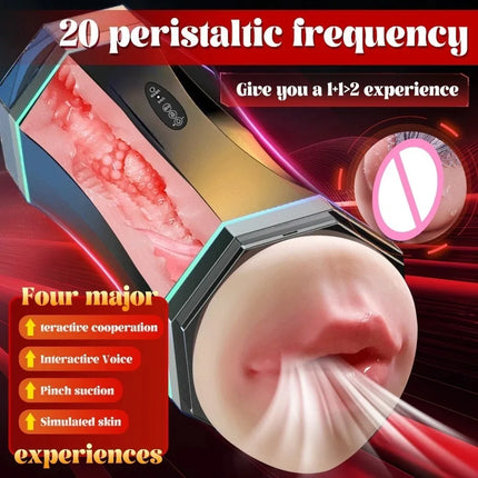 3Dtextured Pocket Cat Automatic Male Airplane Cupvibration Suction Mode Electric Stimulation Realistic Experience Adult Male Toy