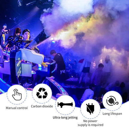 Handled LED Co2 Cannon DJ Party Co2 Dj Fog Jet with Spiral RGB Fog Gun Stage Effect Smoke Machine for Nightclub Wedding Disco